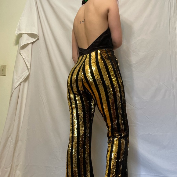 Velvet & Sequin Backless Jumpsuit - Picture 2 of 3